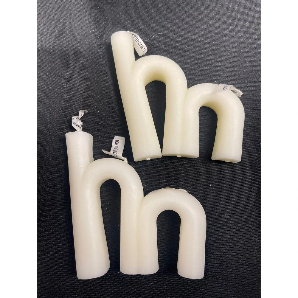 2pc Modern White Double Arch Sculptural‎ Decorative Candles M-Shape YAN0617
